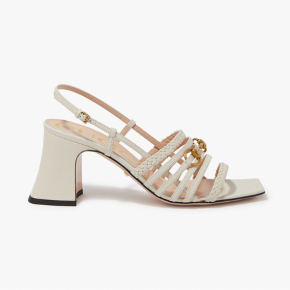 Brand New Gucci Ketty Slingback Leather White Sandals Strappy Block High… - Picture 5 of 10